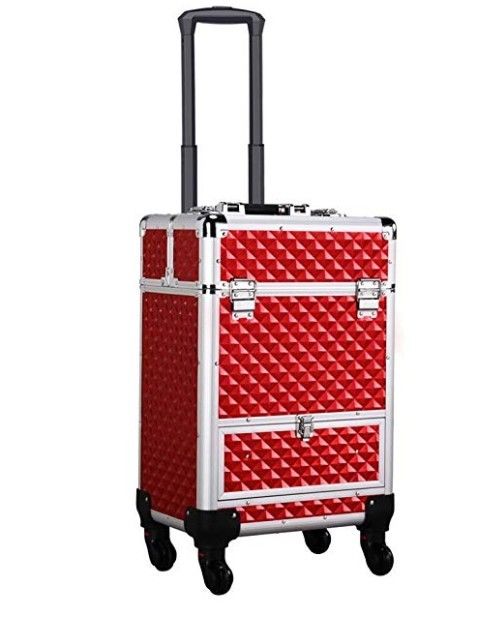 Large Capacity Makeup Train Case With 4 Retractable Trays & 1 Smooth Sliding